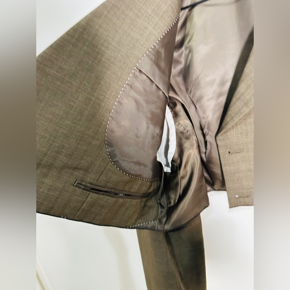 Upcycled Vintage Carob Brown Cropped Boxy Oversized Fit Blazer Dragon Patch - Picture 5 of 8